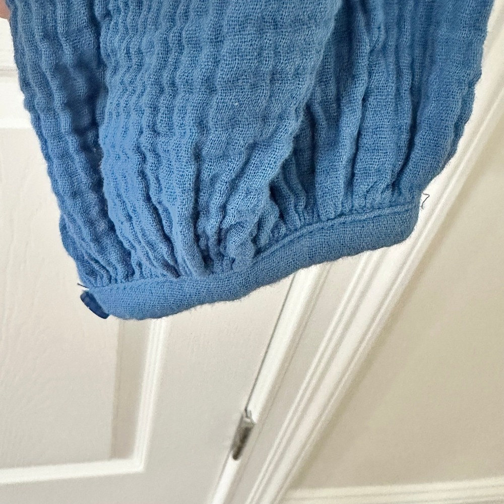 THE SHIRT BY ROCHELLE BEHRENS The Logan Shirt Blue Gauze Size M - Picture 5 of 13